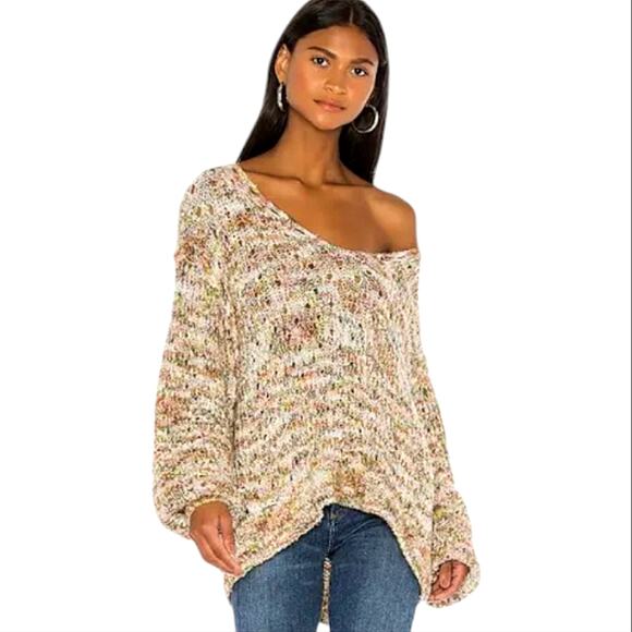 Free People Oversized Chunky Knit Pastel Boho Balletcore Soft Girl Cozy Sweater - Picture 1 of 10